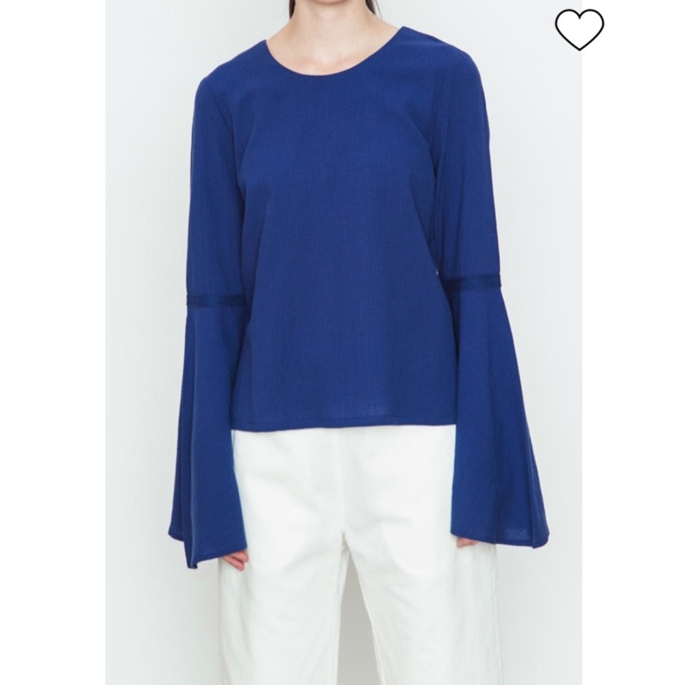 MO:VINT Dusty Blue Bell Sleeve Top